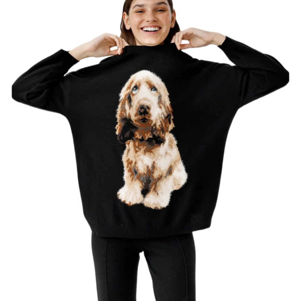 Nitt Studio Jackie O Neck Sweater lambswool blend puppy dog sweater - Picture 2 of 11